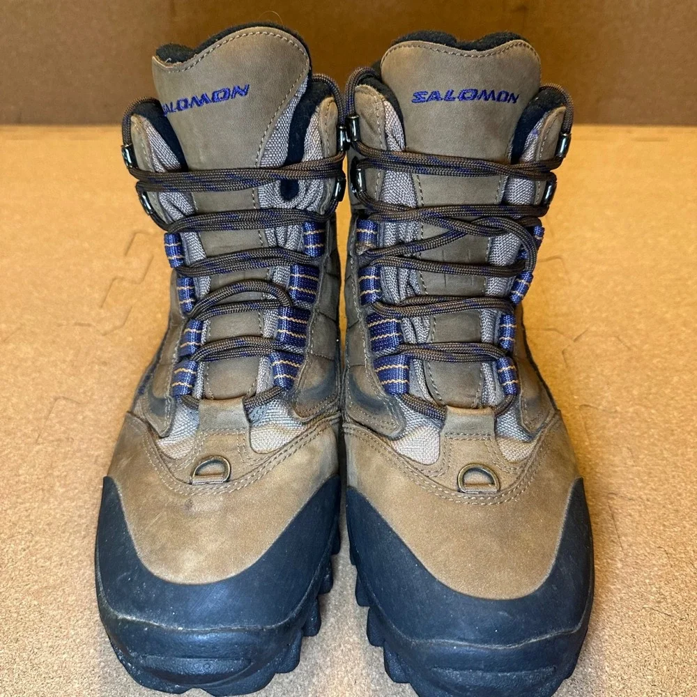 Salomon Mens Contagrip Thinsulate Winter Hiking Boots Brown‎ Blue Size 7.5